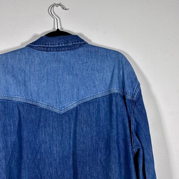 Levis Mens 2XL Denim Blue Color Block Cowboy Western Chore Work Shirt - Picture 6 of 16